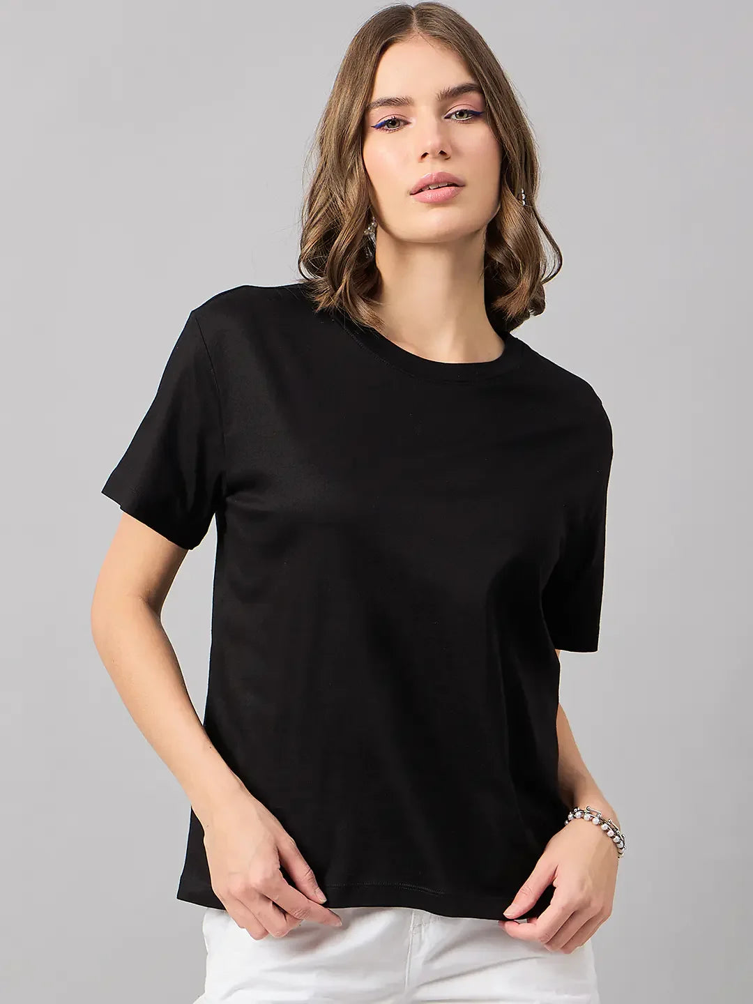 98 Degree North Women’s Black Relaxed Fit Cotton T-Shirt – Minimalist Everyday Essential