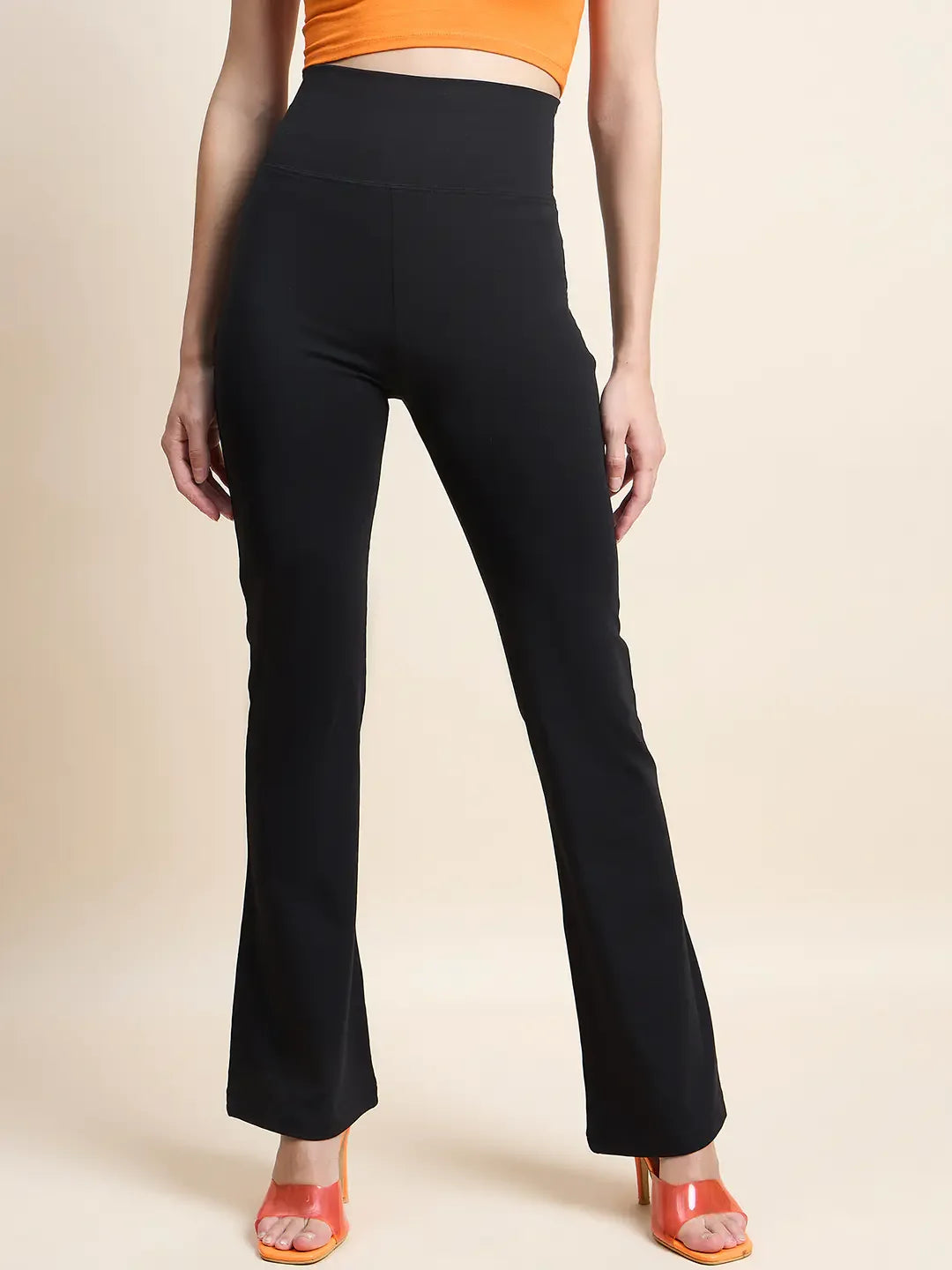 98 Degree North Women’s Black Stretch Fit Trousers – Sleek All-Day Wear for Indian Fashion