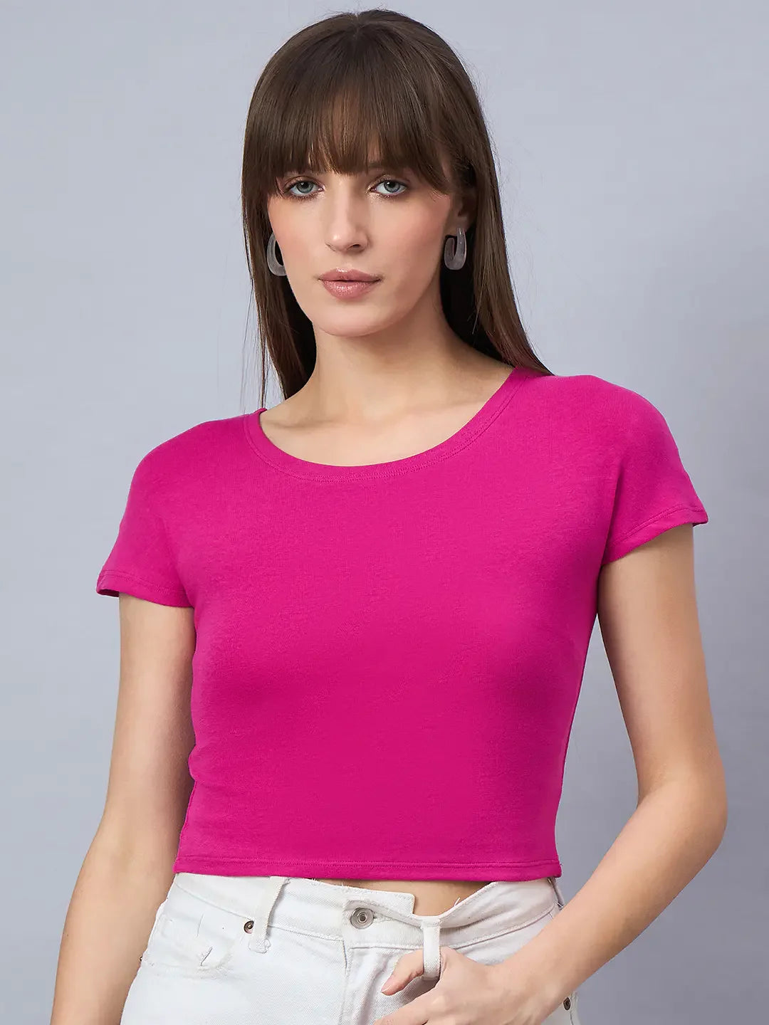 98 Degree North Women’s Fuchsia Pink Crop Top – Bold Fitted Tee for Trendy Streetwear Looks