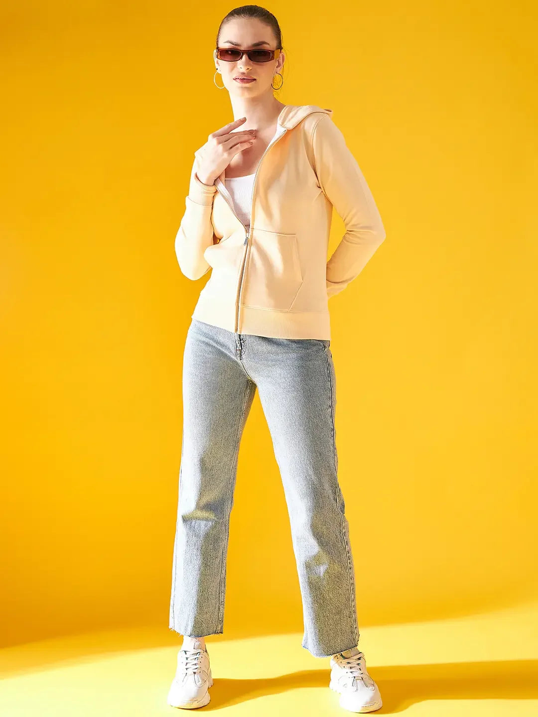 98 Degree North Women’s Peach Zipper Hoodie Sweatshirt – Chic Streetwear for Everyday Outfits