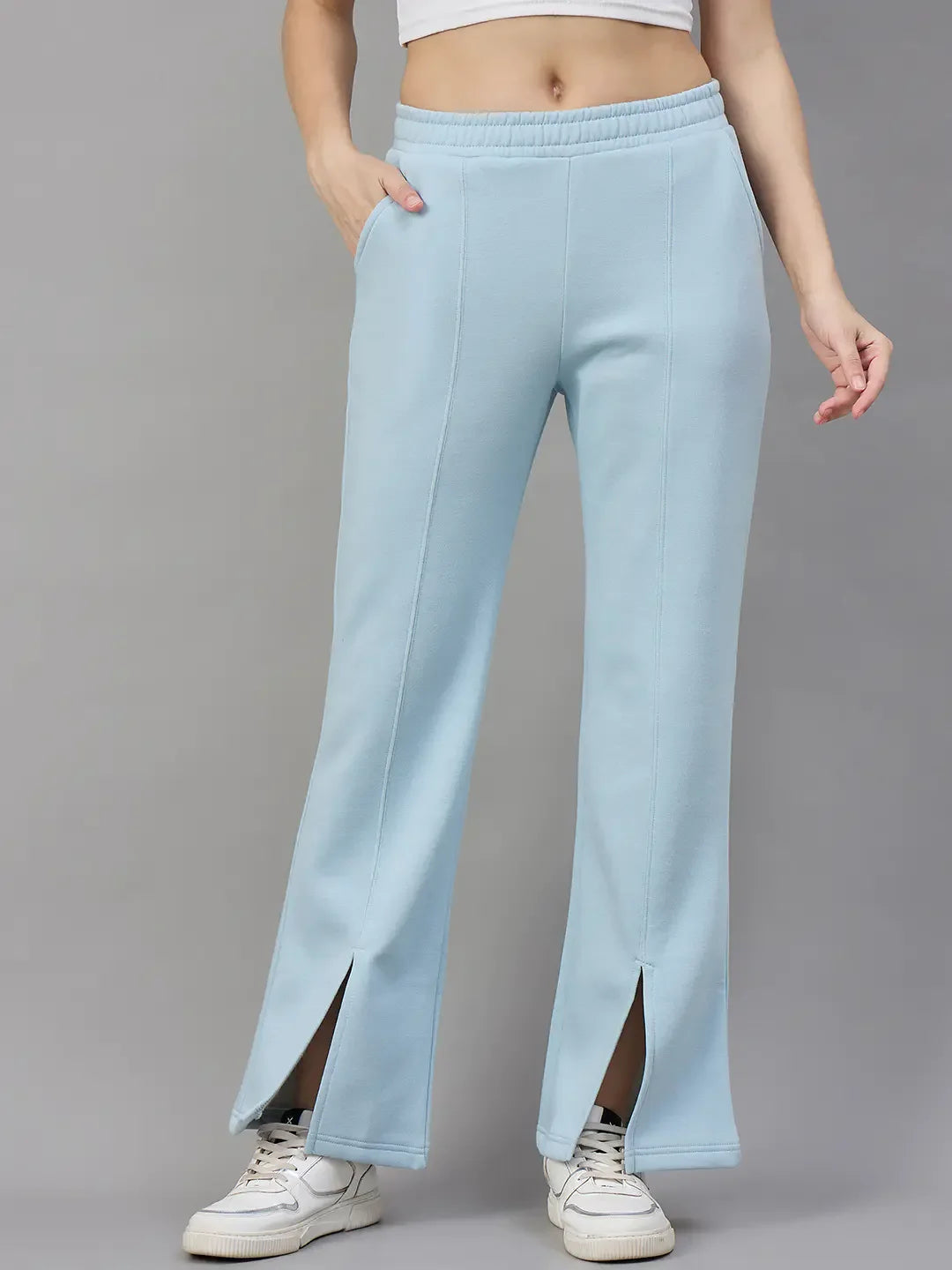 Aqua Blue Women’s Fleece Bootcut Sweatpants – Flared Leg Winter Lounge Pants in India