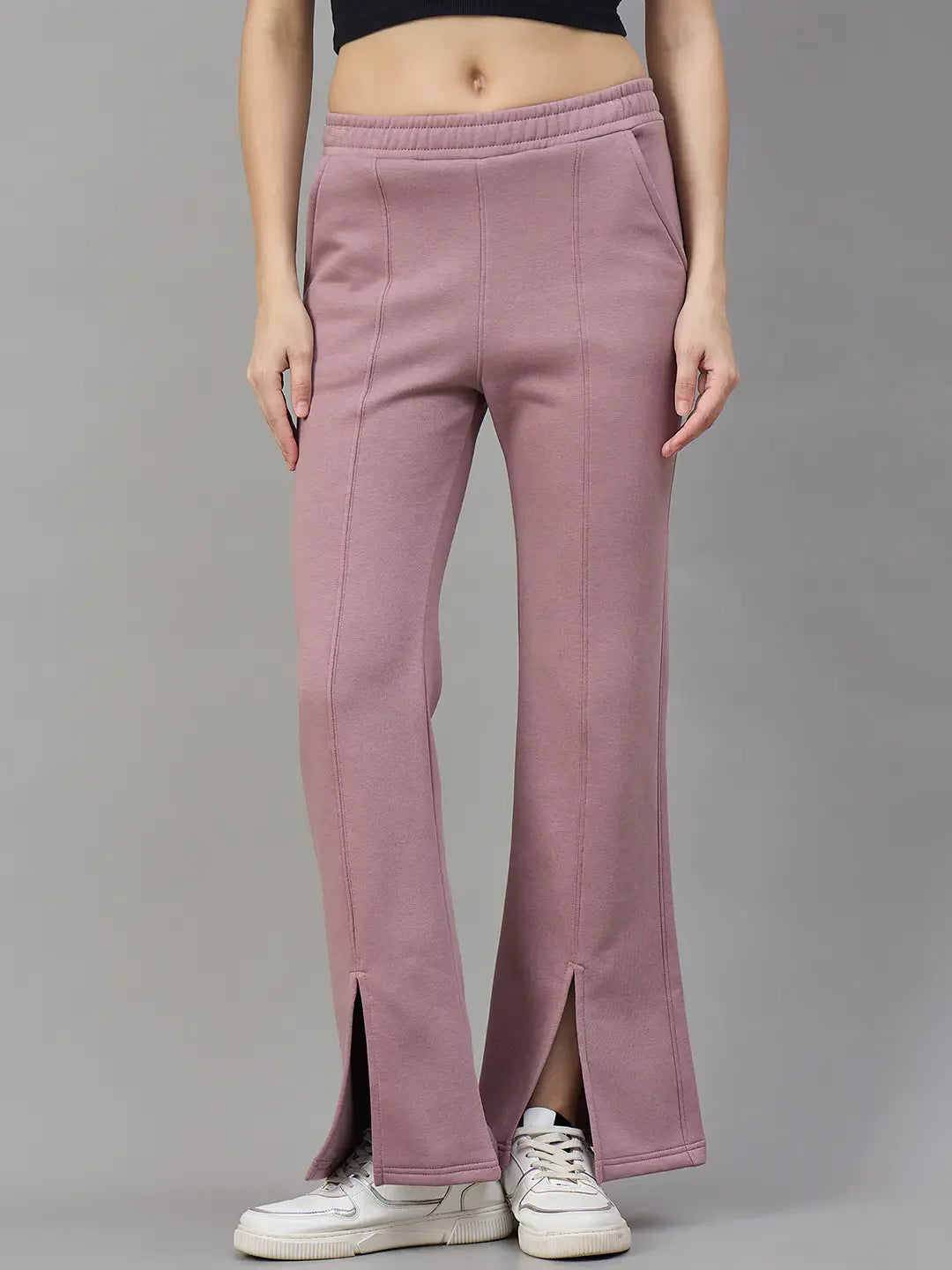 Blush Pink Women’s Fleece Flared Sweatpants – Bootcut Style Cozy Winter Track Pants India