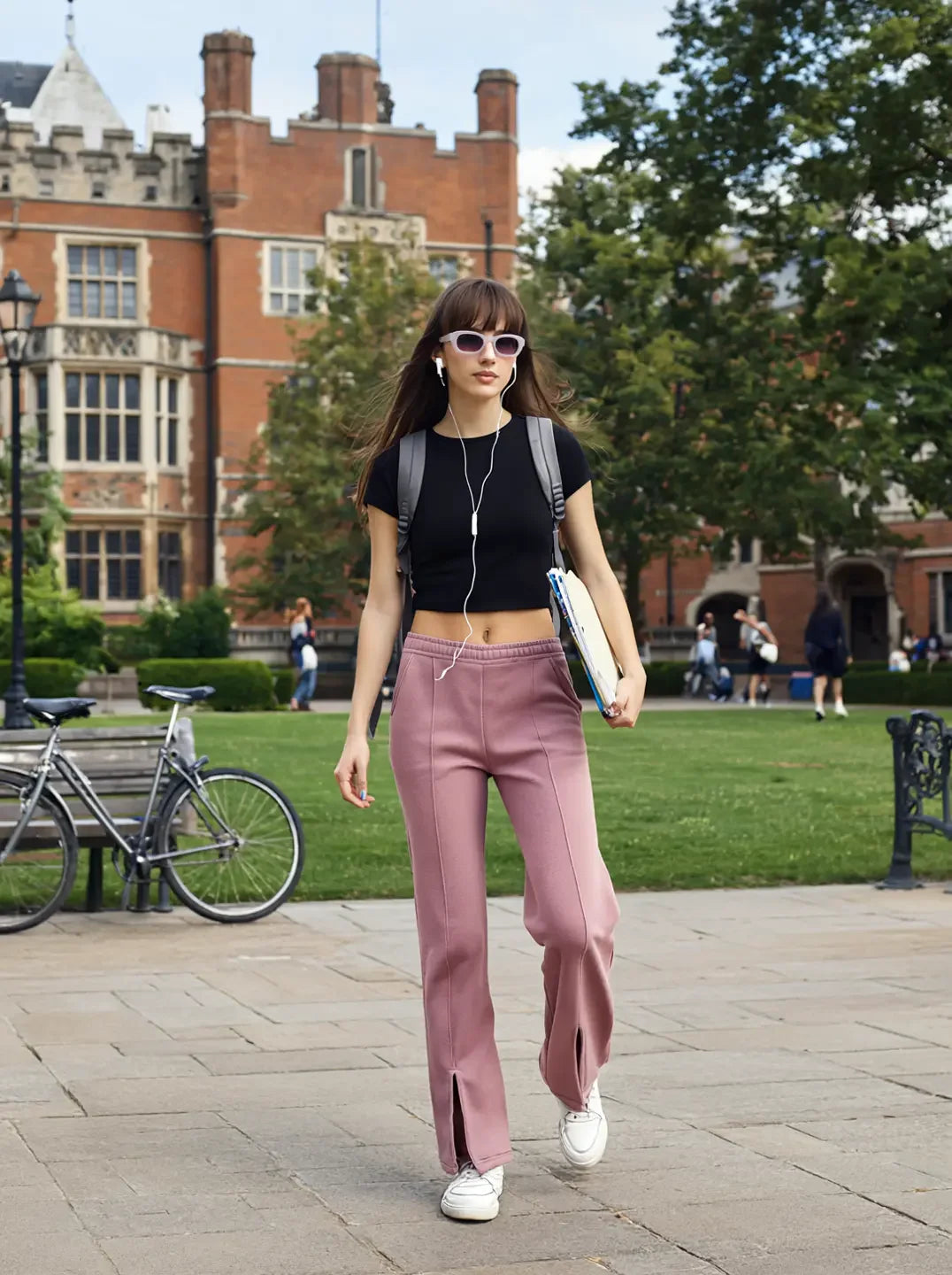 Blush Pink Women’s Fleece Flared Sweatpants – Bootcut Style Cozy Winter Track Pants India