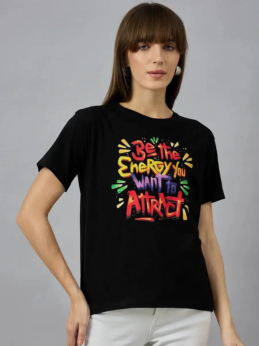Casual Typography Cotton T-shirt for Women – Regular Fit Street Style