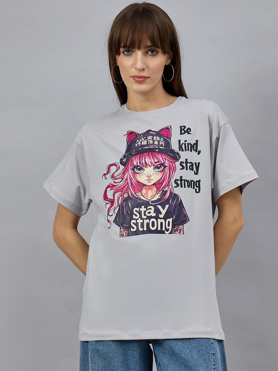 Classic Cotton T-shirt with Typography Print – Drop Shoulder Style