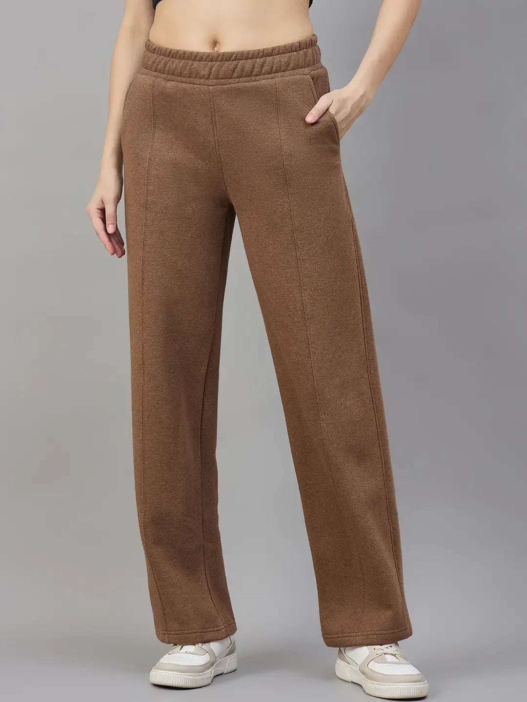 Coffee Melange Women’s Fleece Bootcut Sweatpants – Flared Leg Warm Winter Pants India