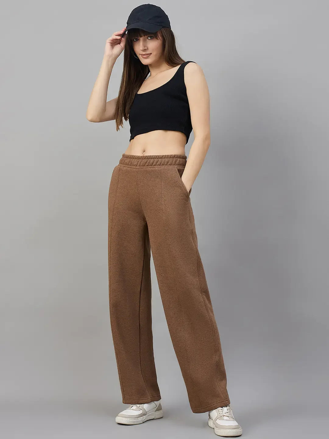 Coffee Melange Women’s Fleece Bootcut Sweatpants – Flared Leg Warm Winter Pants India