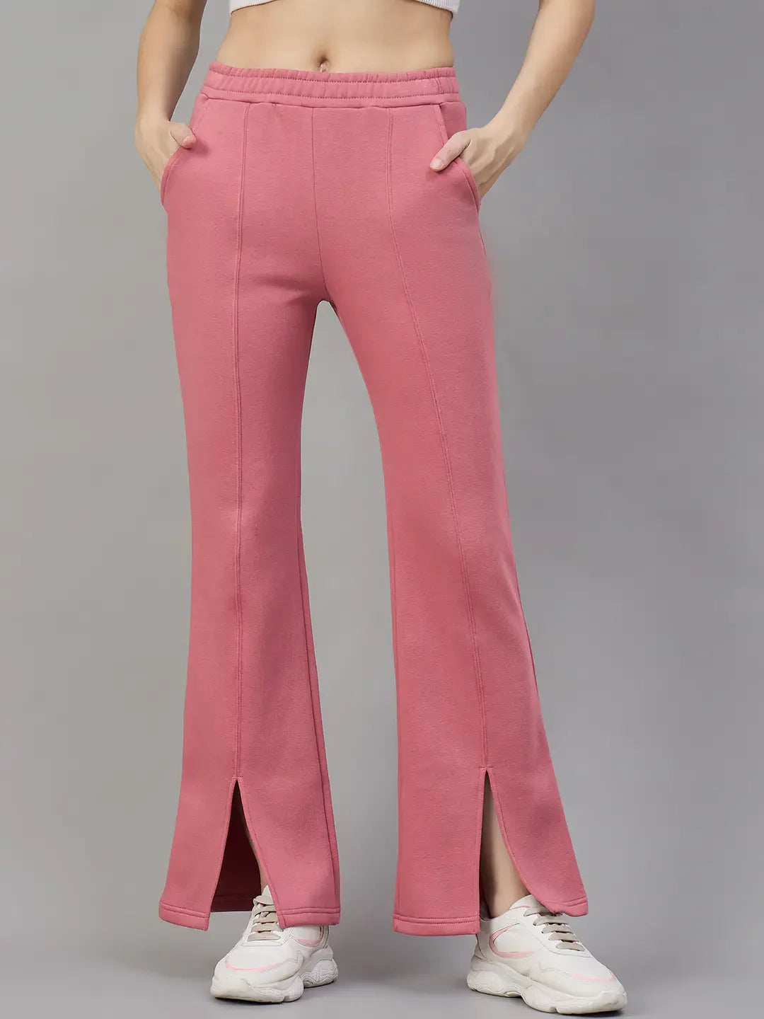 Dusty Pink Women’s Fleece Bootcut Sweatpants – Flared Leg Winter Track Pants India