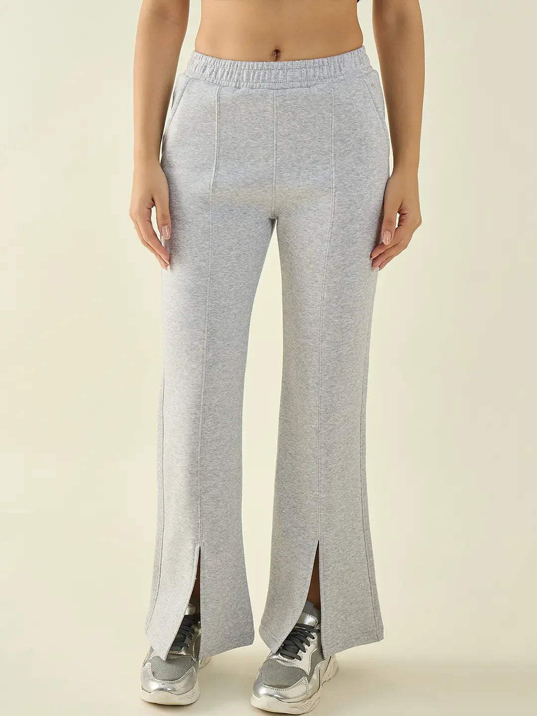 Light Grey Women’s Fleece Bootcut Sweatpants – Flared Leg Winter Casual Pants in India