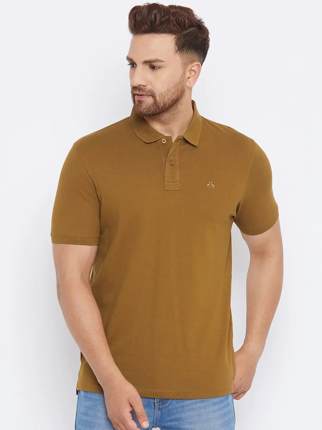 Men’s Stretchable Polo T-Shirt in Copper – Smart Casual Comfort for Every