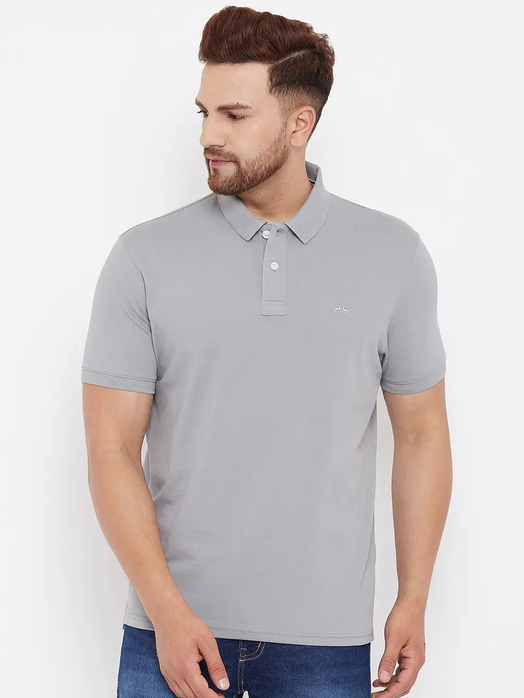 Men’s Stretchable Polo T-Shirt in Grey – Minimalist Everyday Essential