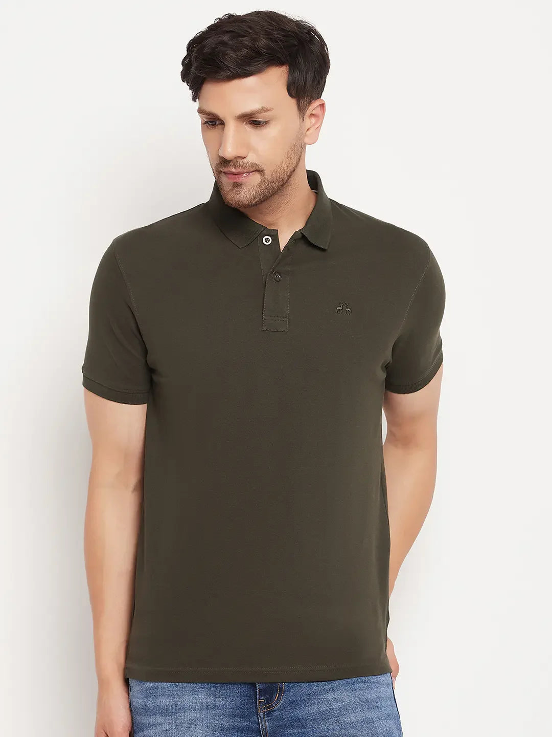 Men’s Stretchable Polo T-Shirt in Olive – Rugged Casual with Urban Edge
