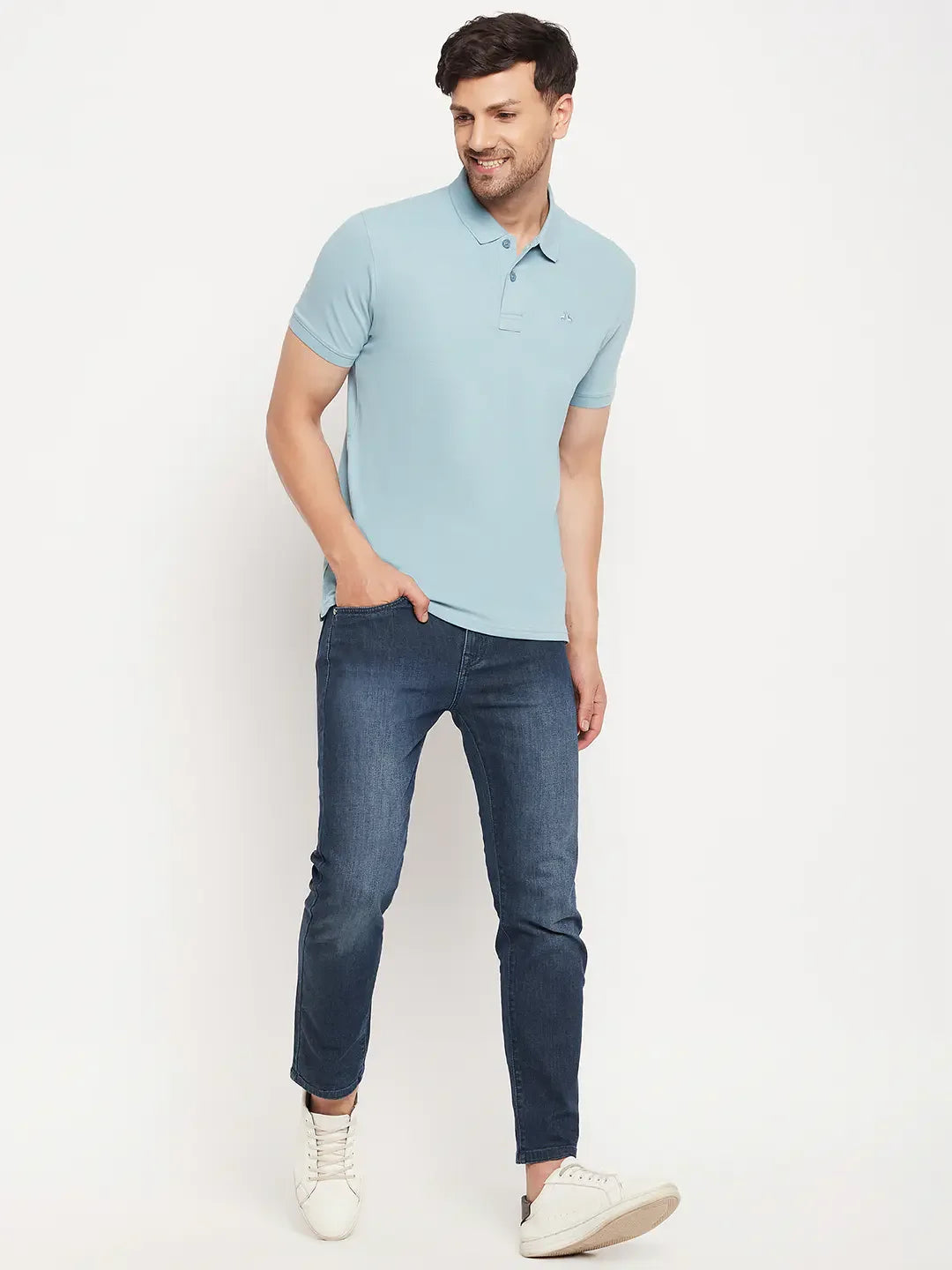 Men’s Stretchable Polo T-Shirt in Seagreen – Fresh Casual Everyday Wear