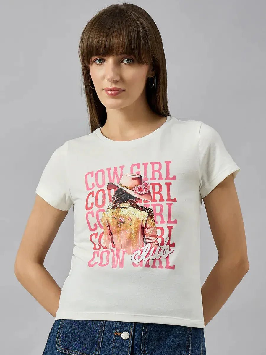Round-neck typography printed t-shirt — easy to pair with jeans or joggers