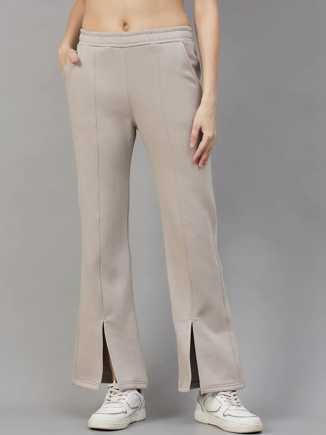 Women’s Almond Fleece Flared Sweatpants – Bootcut Winter Track Pants for Casual Wear in India