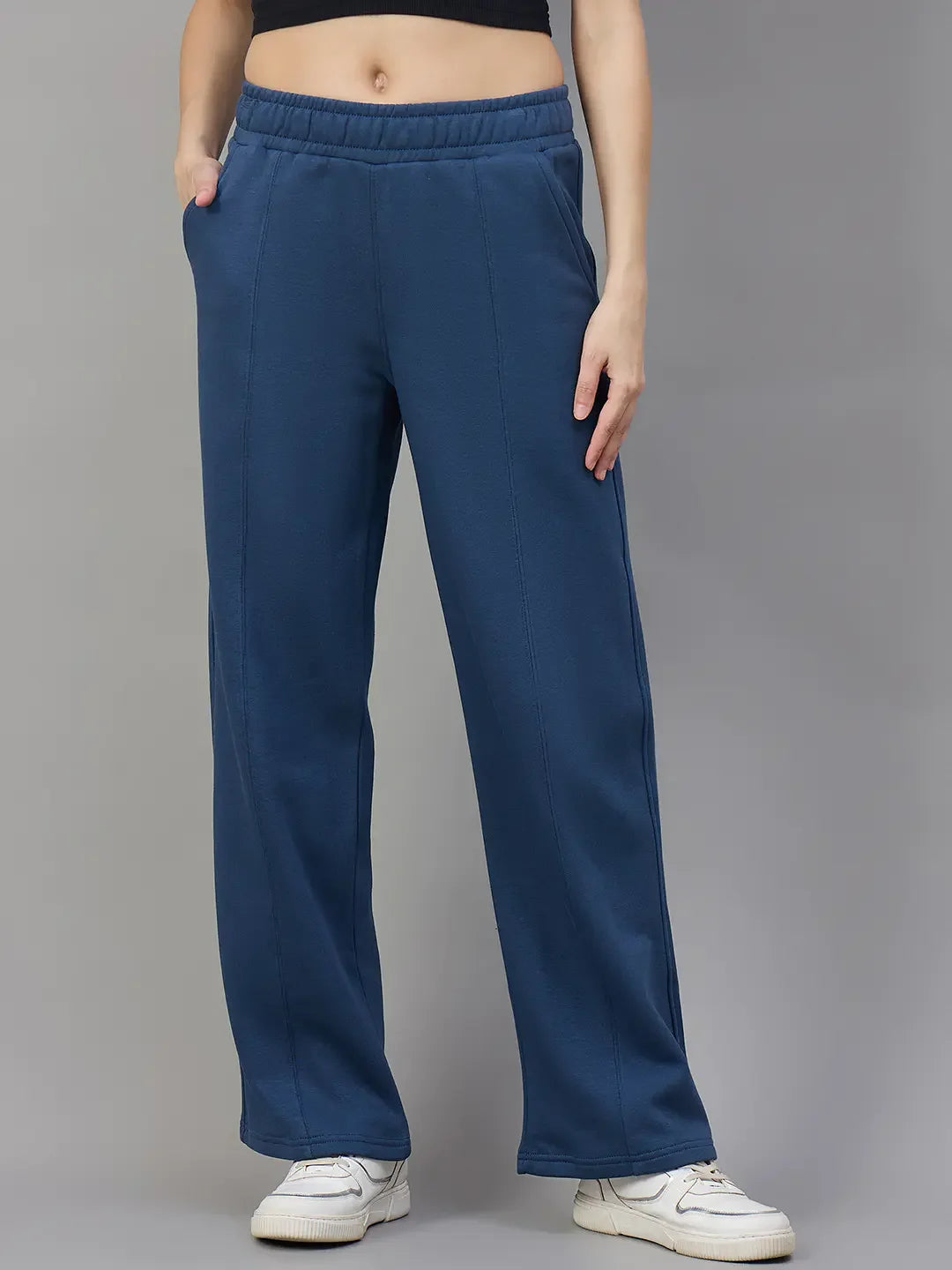 Women’s Indigo Fleece Sweatpants – Warm Winter Track Pants for Casual Wear in India