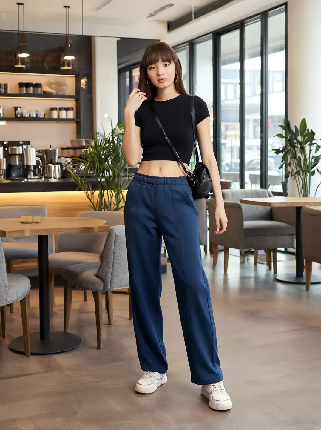 Women’s Indigo Fleece Sweatpants – Warm Winter Track Pants for Casual Wear in India