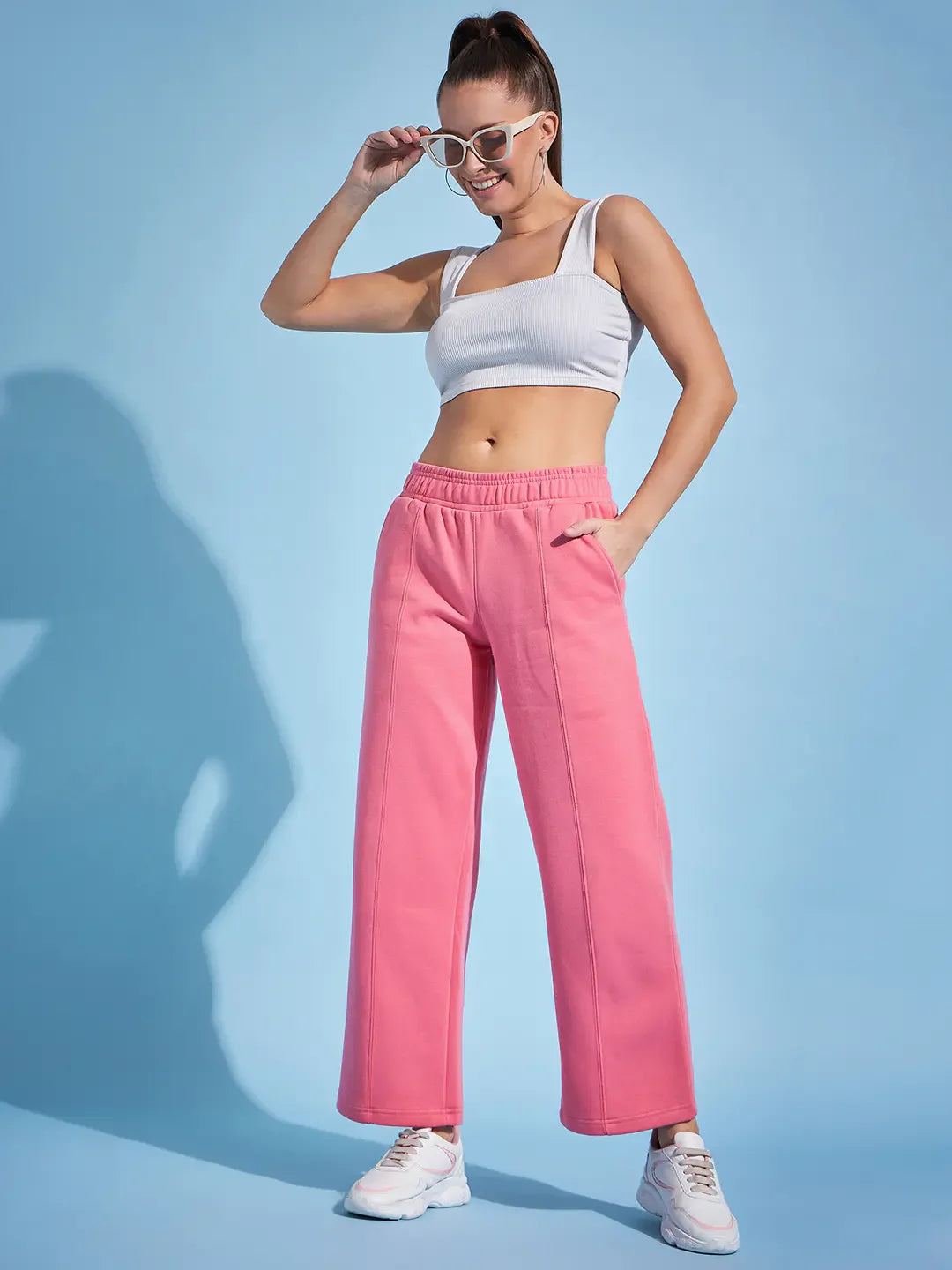 Women’s Straight Fit Fleece Sweatpants in Dark Pink – Bold Feminine Winter Casuals