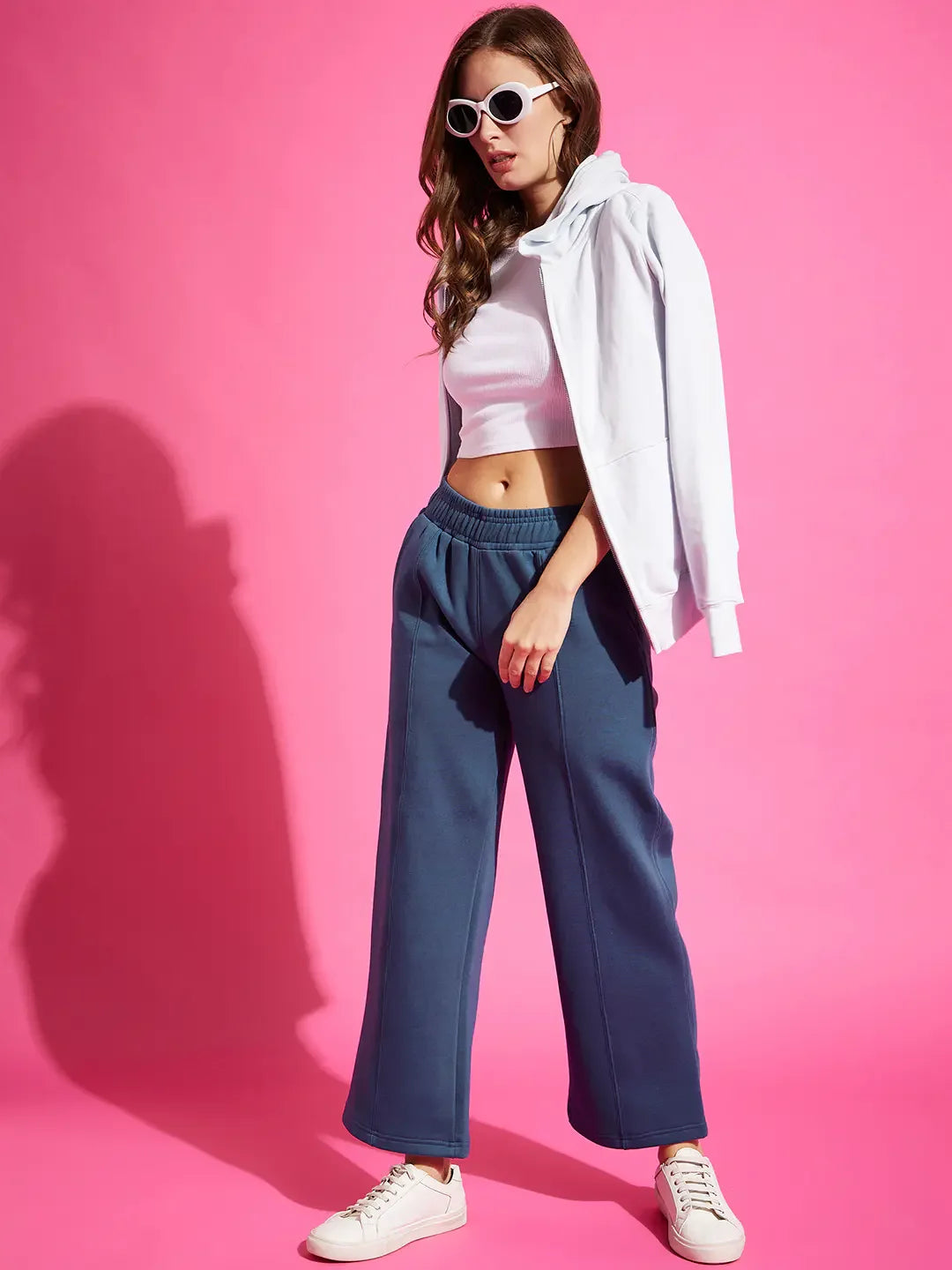 Women’s Straight Fit Fleece Sweatpants in Indigo – Classic Straight Leg Winter Wear