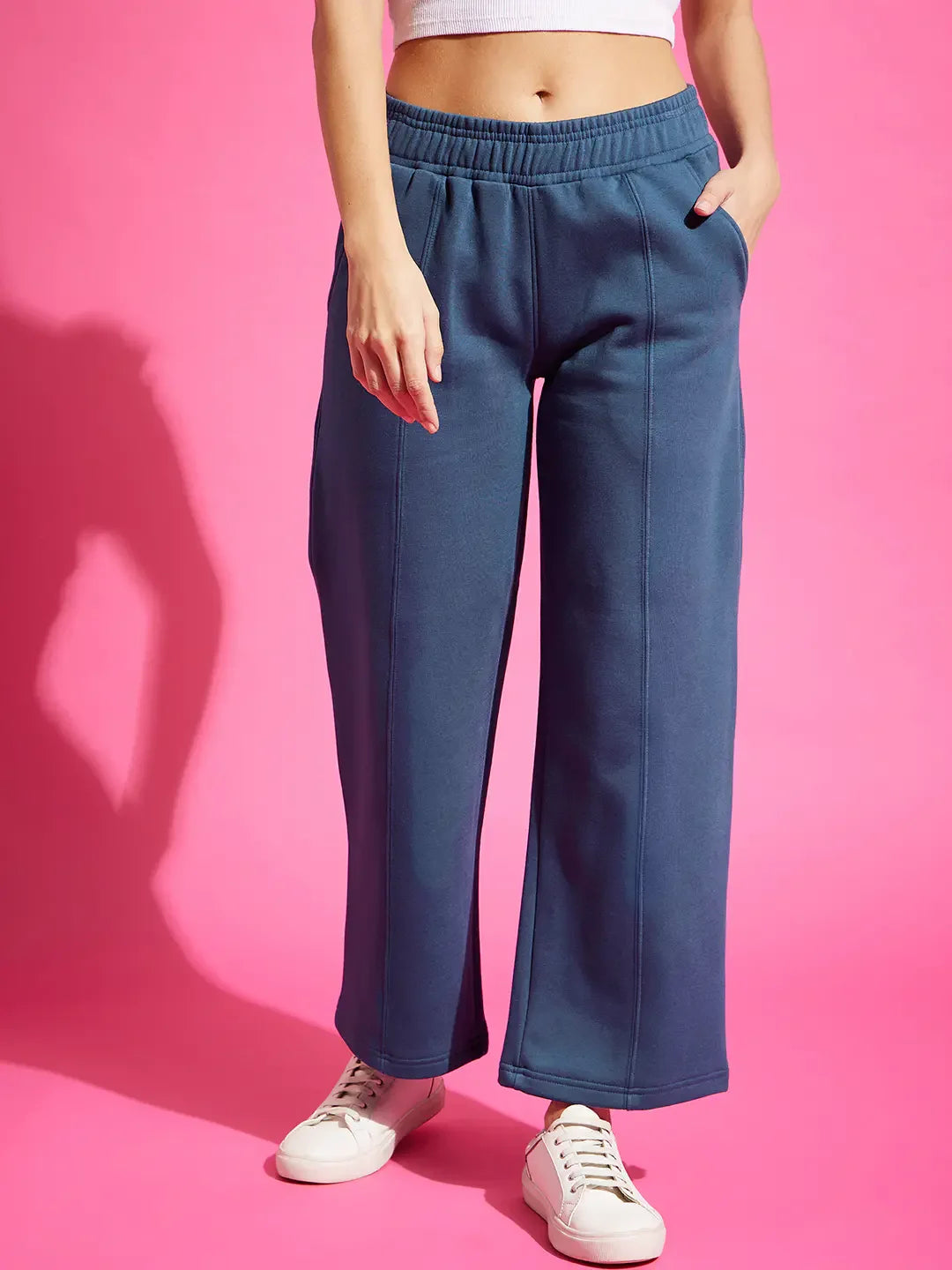 Women’s Straight Fit Fleece Sweatpants in Indigo – Classic Straight Leg Winter Wear