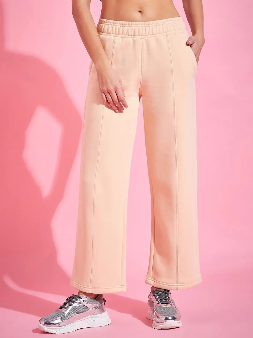 Women’s Straight Fit Fleece Sweatpants in Peach – Soft Cozy Everyday Lounge Wear