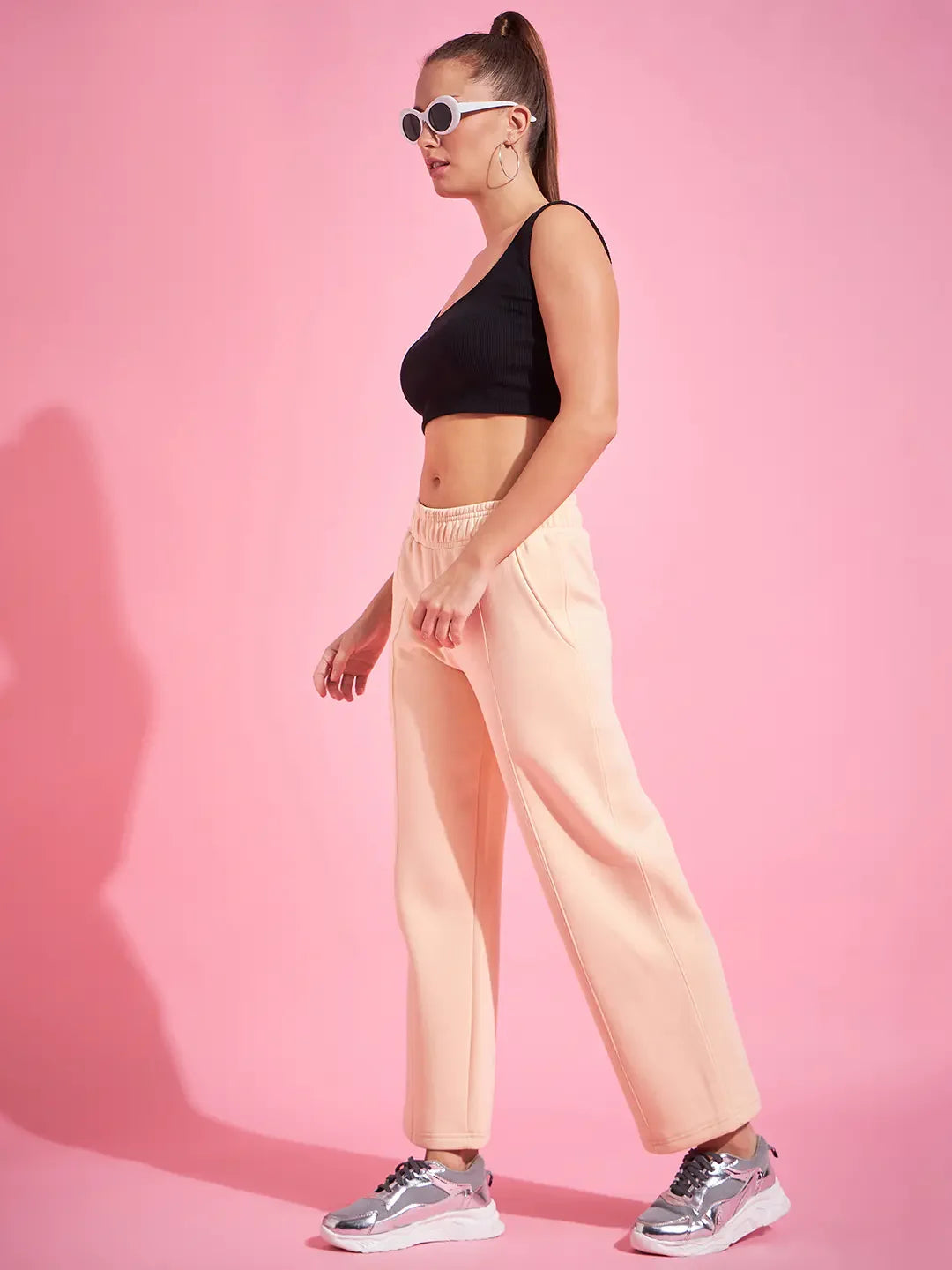 Women’s Straight Fit Fleece Sweatpants in Peach – Soft Cozy Everyday Lounge Wear