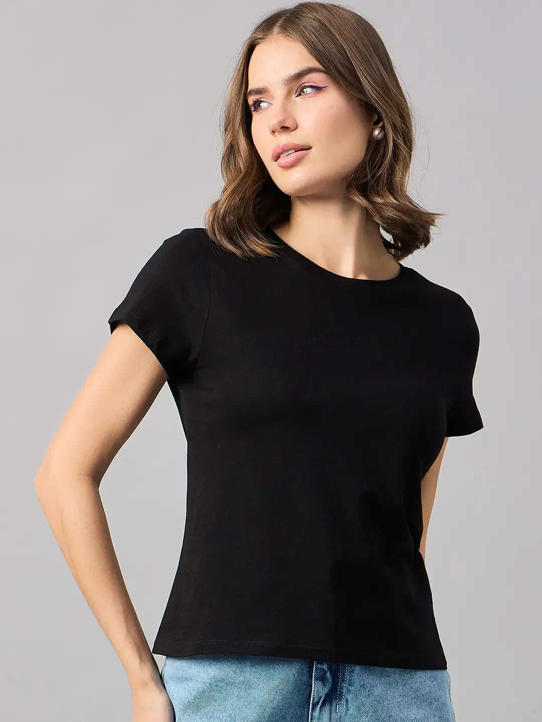 98 Degree North Women’s Black Fitted Cotton T-Shirt – Classic Everyday Casual Wear