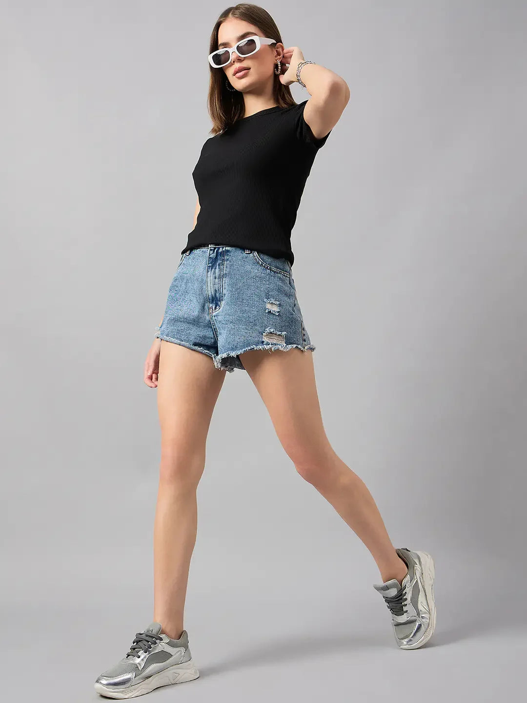 98 Degree North Women’s Black Ribbed Fitted Top – Classic Everyday Streetwear Essential
