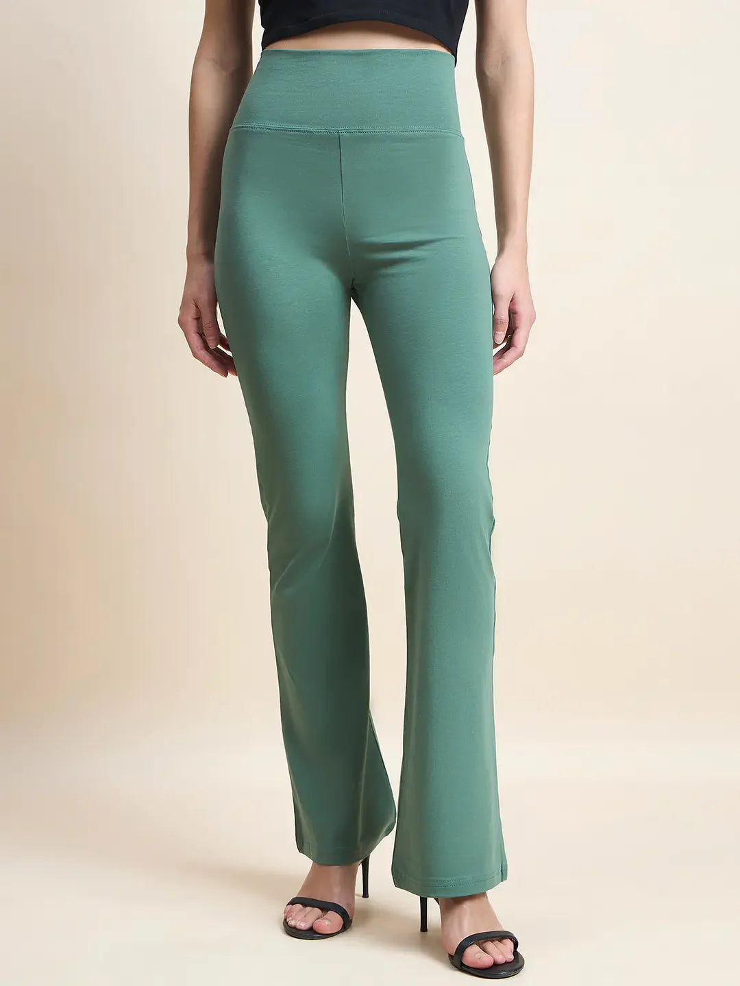98 Degree North Women’s Bright Green Stretchable Trousers – Fresh Casual Style for Work & Weekend in India
