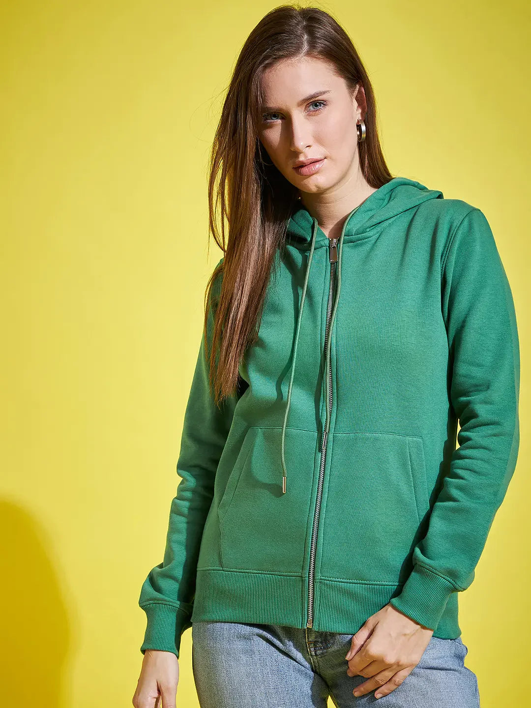 98 Degree North Women’s Dark Green Fleece Zipper Hoodie Sweatshirt – Warm Everyday Streetwear