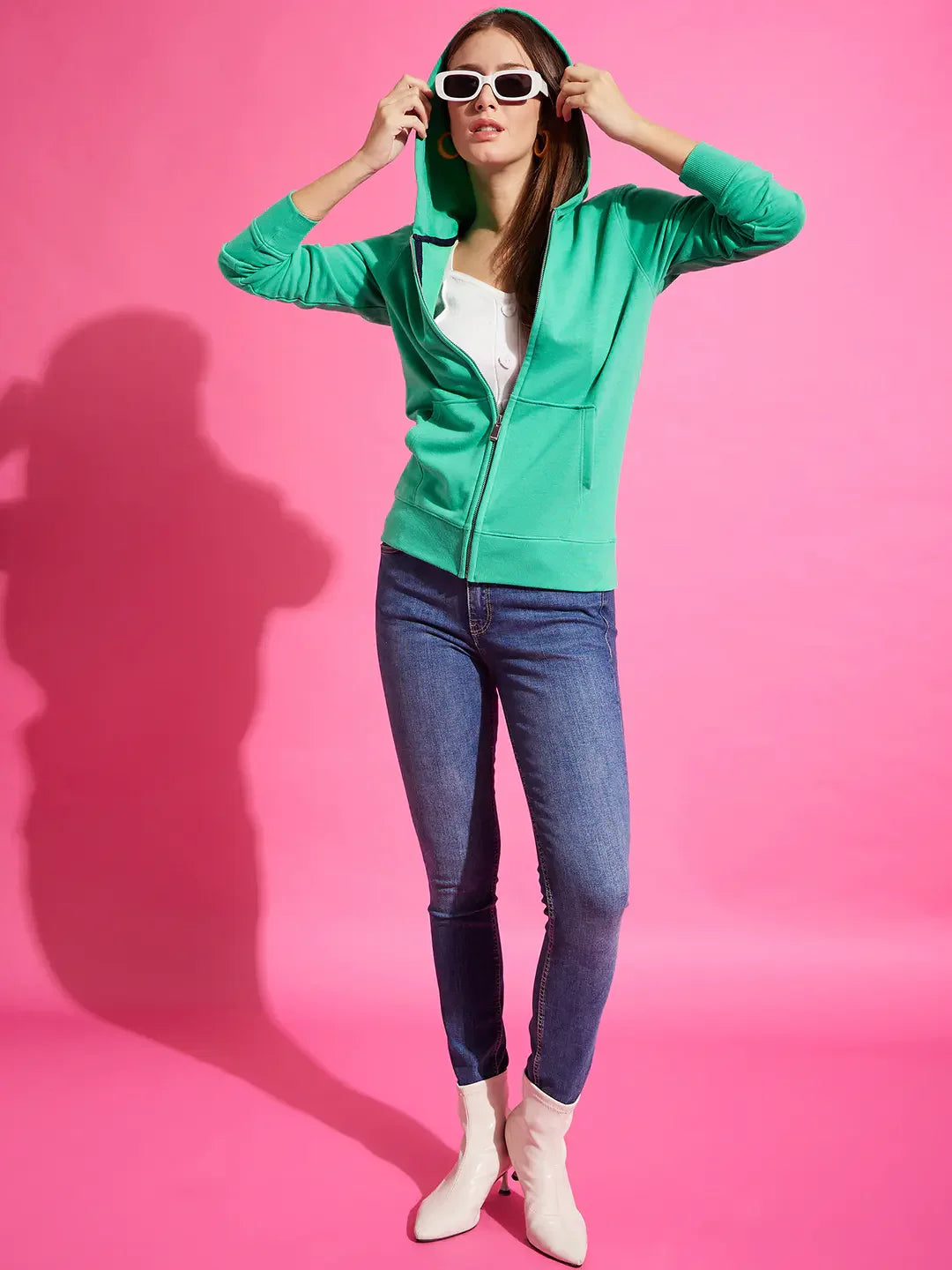 98 Degree North Women’s Light Green Zipper Hoodie Sweatshirt – Fresh Casual Layer for Women