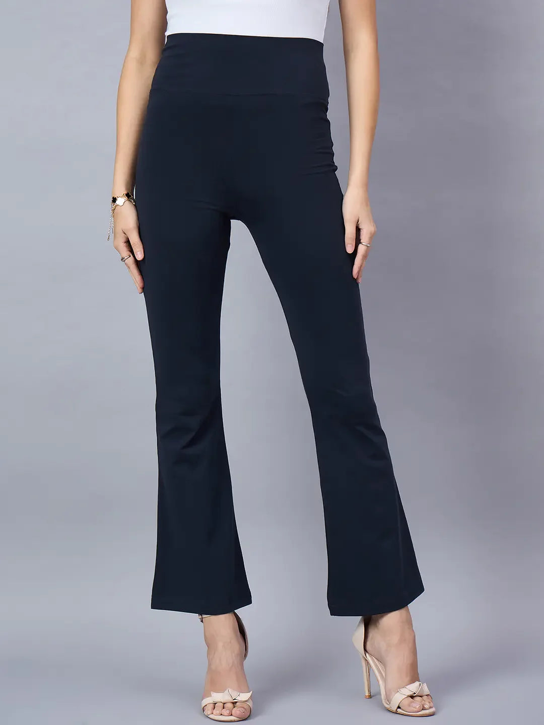 98 Degree North Women’s Navy Stretchable Trousers – Classic Versatile Bottoms for Everyday Indian Lifestyle