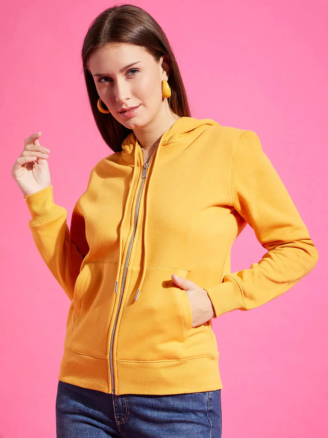 98 Degree North Women’s Orange Fleece Zipper Hoodie Sweatshirt – Vibrant Warm Streetwear
