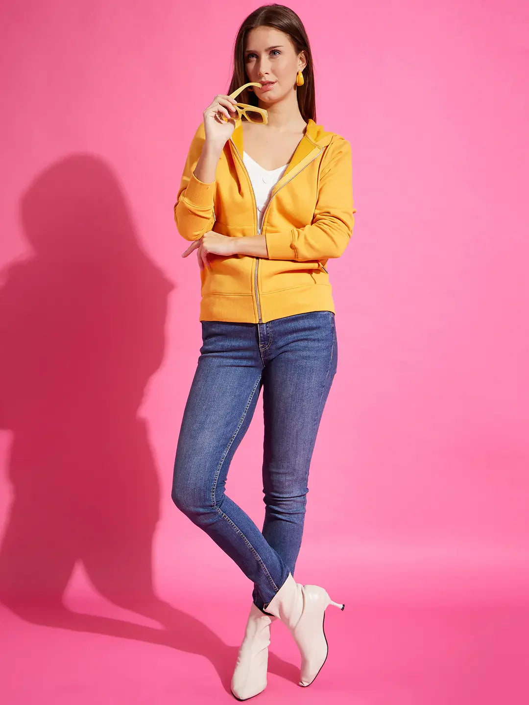 98 Degree North Women’s Orange Fleece Zipper Hoodie Sweatshirt – Vibrant Warm Streetwear