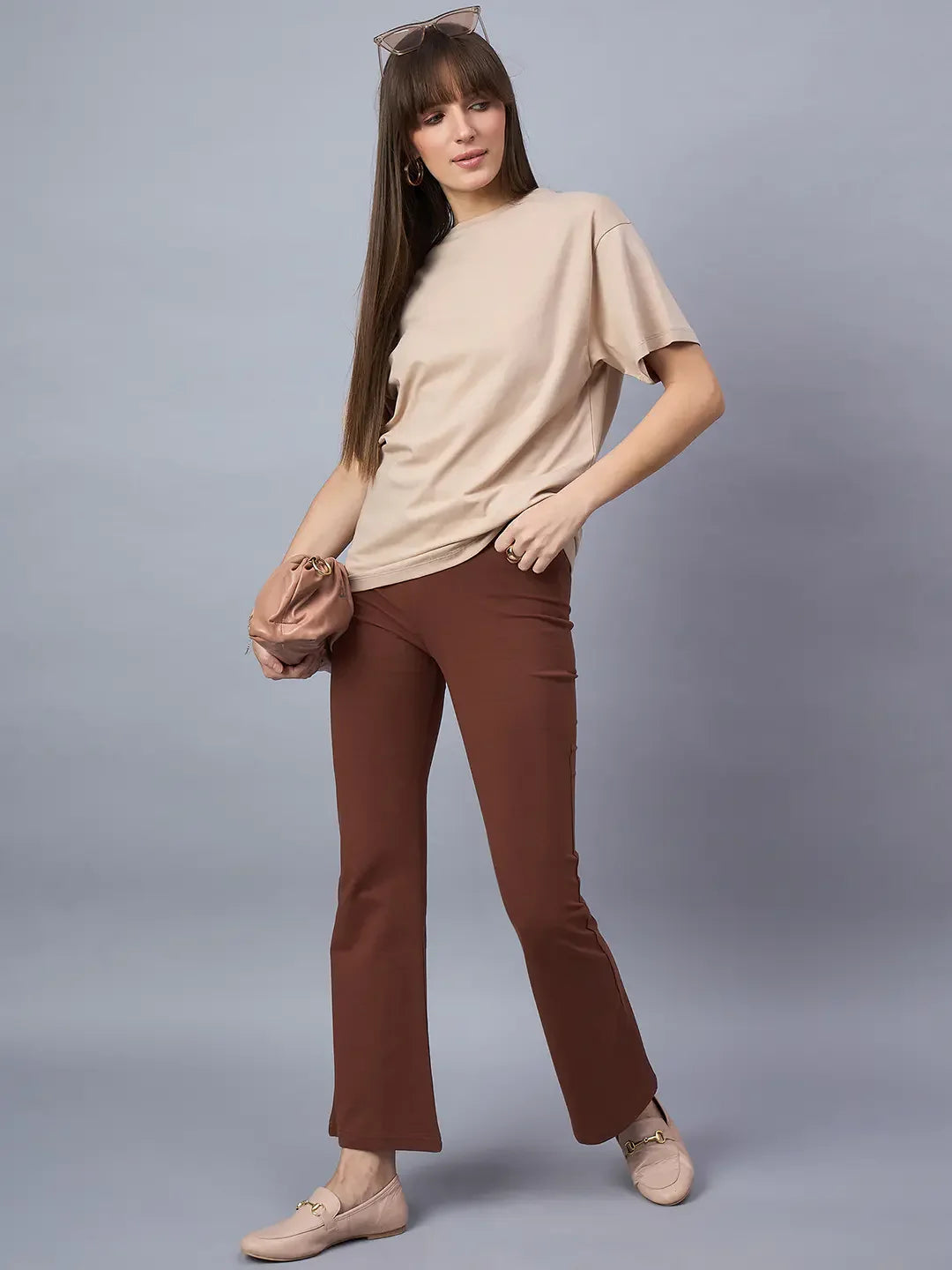 98 Degree North Women’s Oversized Beige T-Shirt – Neutral Tone Relaxed Fit Tee for Modern Casual Looks