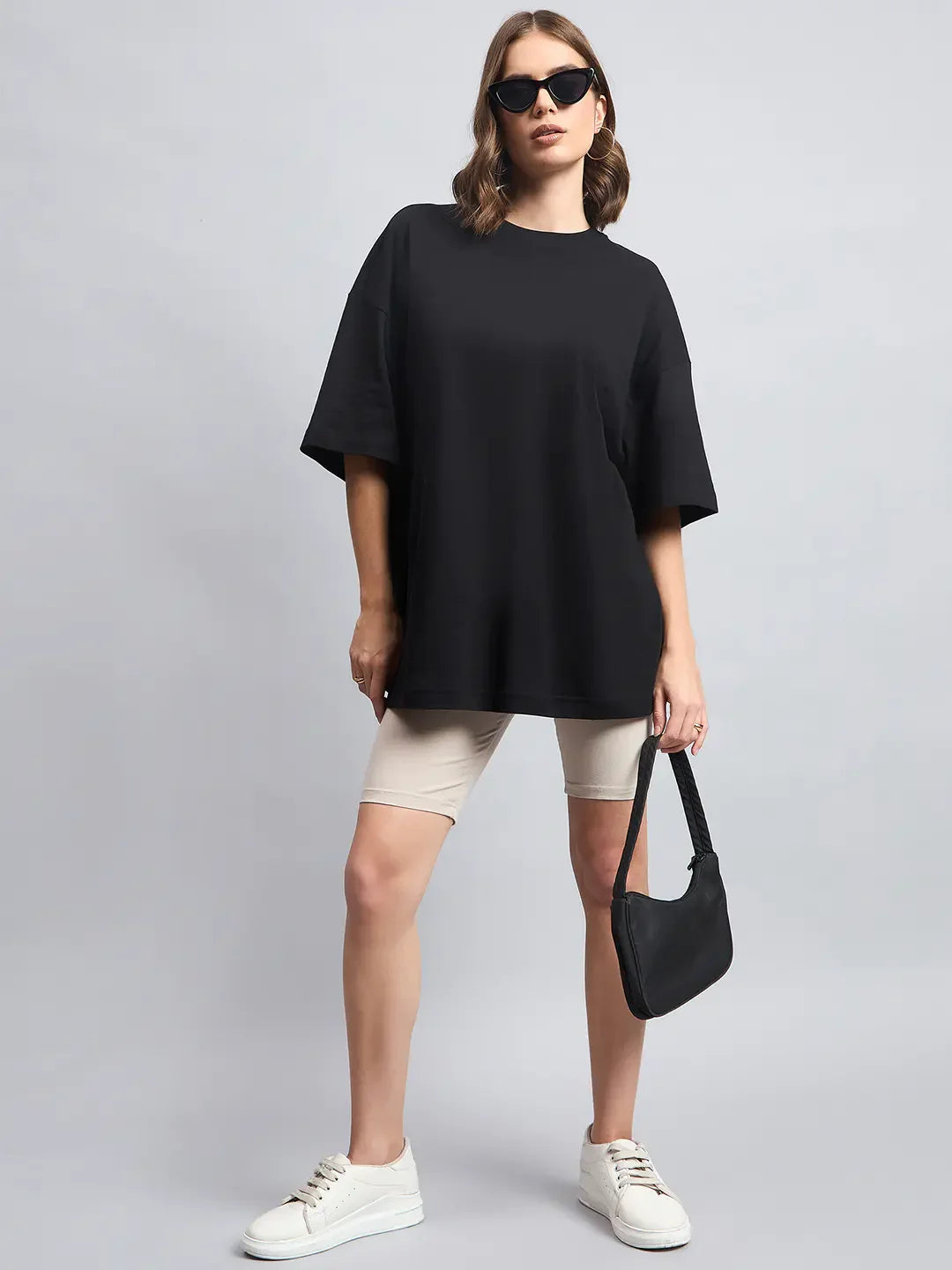 98 Degree North Women’s Oversized Black Cotton T-Shirt – Streetwear Inspired Relaxed Fit Wardrobe Staple