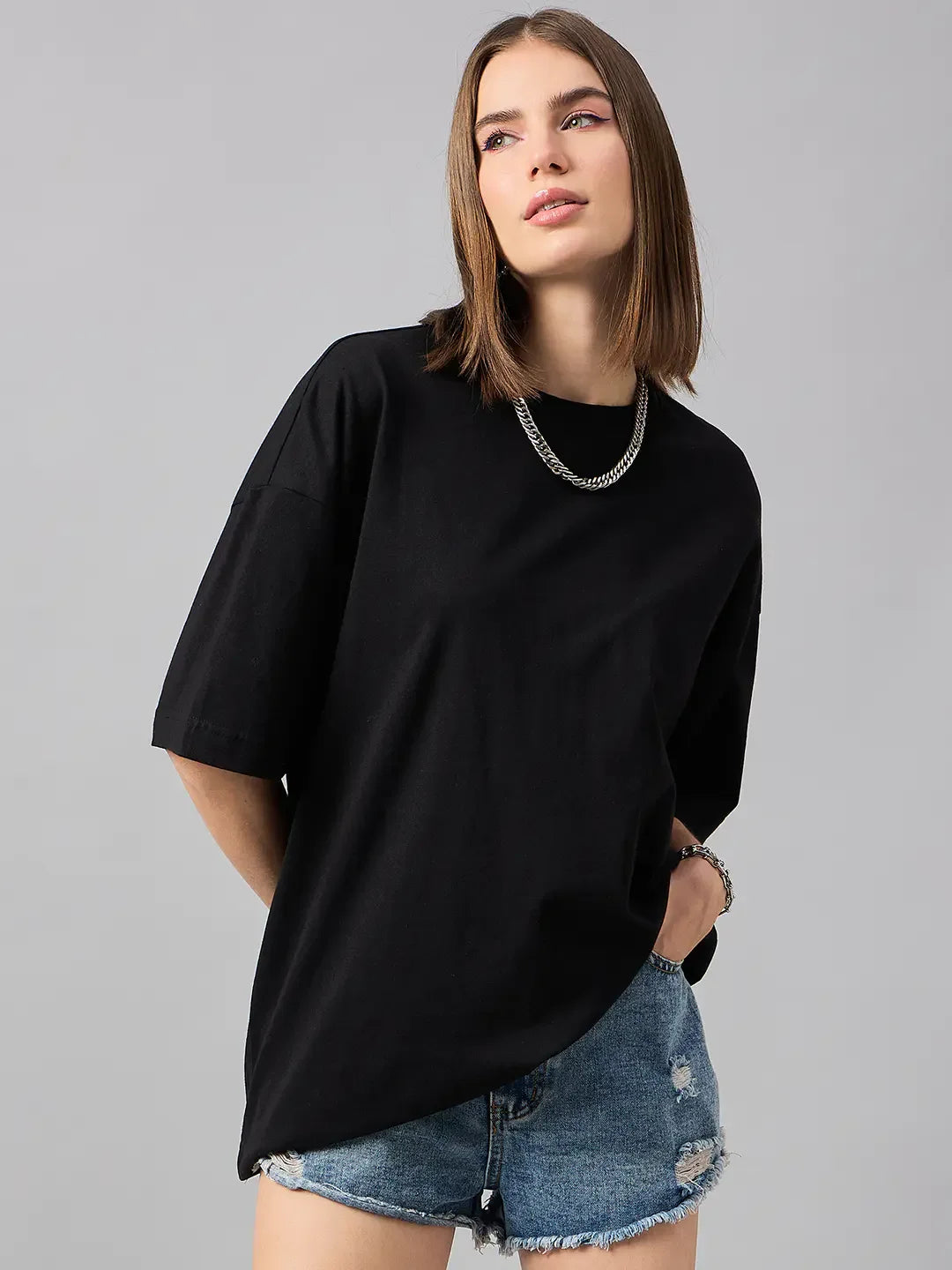 98 Degree North Women’s Oversized Black T-Shirt – Relaxed Fit Cotton Streetwear Essential for Everyday Style