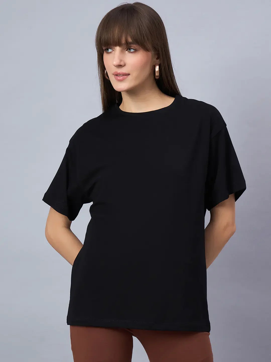 98 Degree North Women’s Oversized Black Tee – Classic Cotton Streetwear Style for Effortless Daily Wear