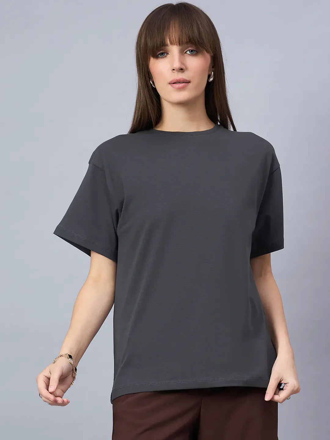 98 Degree North Women’s Oversized Charcoal Grey T-Shirt – Relaxed Fit Minimal Streetwear Casual Essential