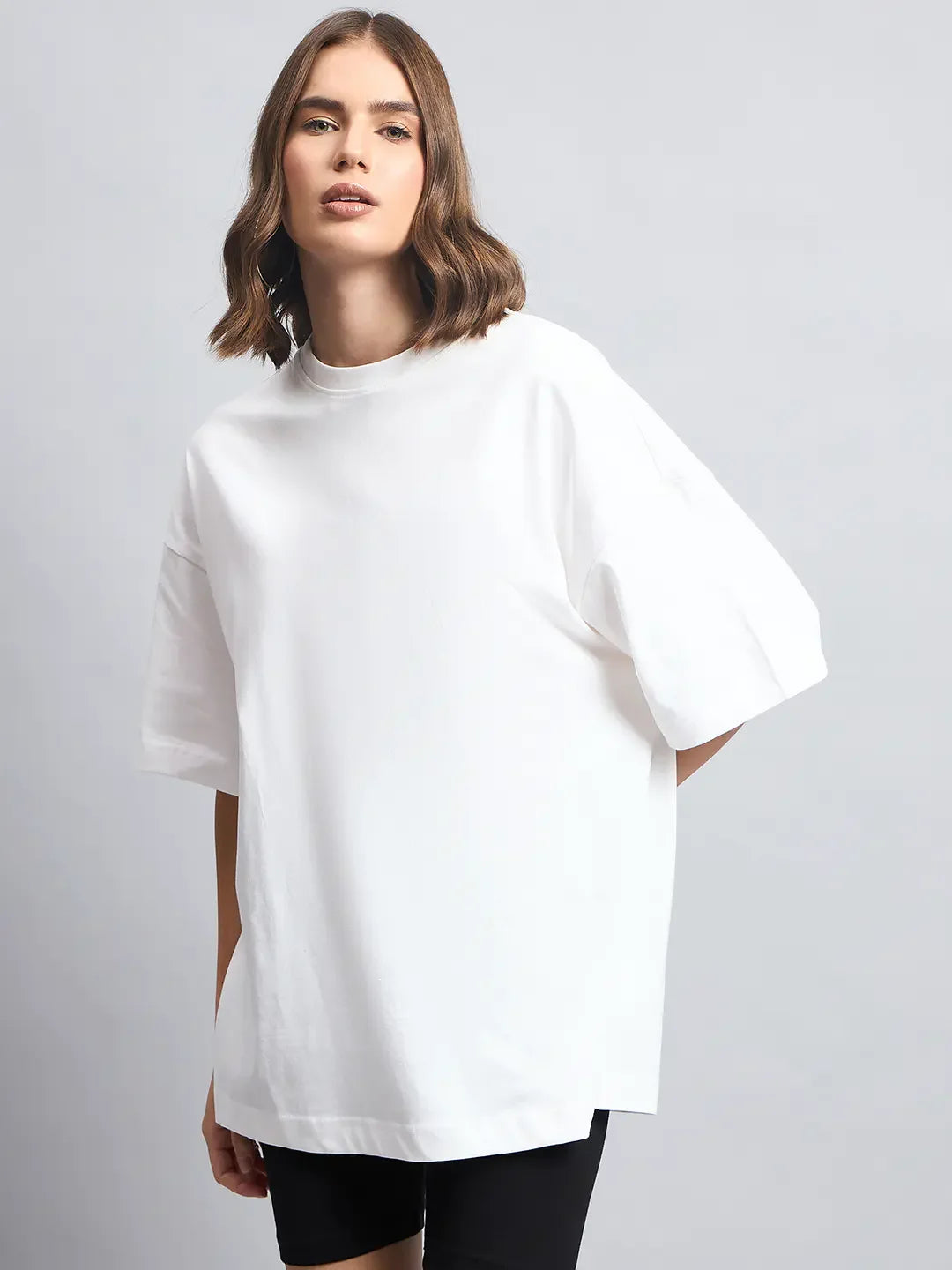 98 Degree North Women’s Oversized Off-White T-Shirt – Minimalist Loose Fit Tee for Casual Chic Outfits