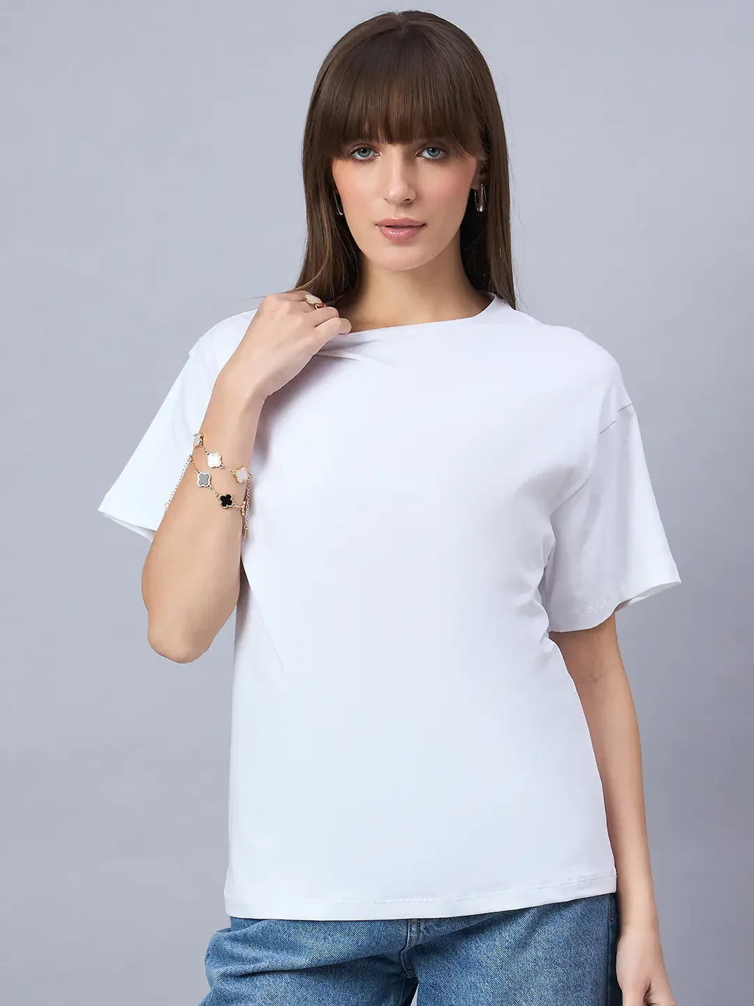 98 Degree North Women’s Oversized White T-Shirt – Clean Minimal Cotton Tee in Relaxed Fit Streetwear Style