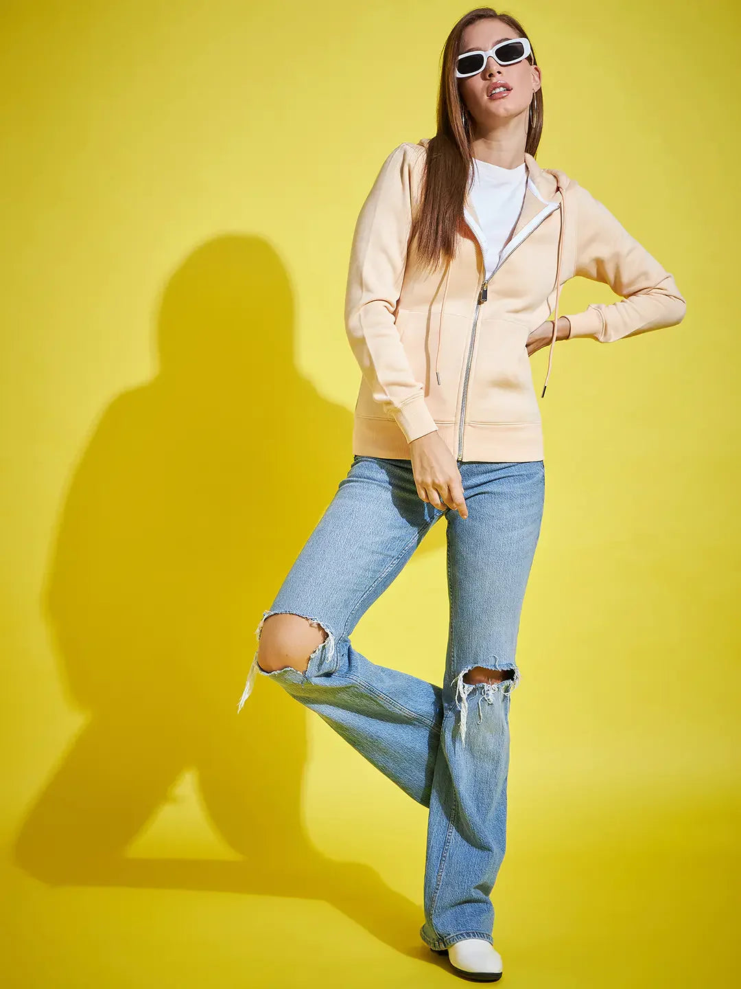 98 Degree North Women’s Peach Fleece Zipper Hoodie Sweatshirt – Chic Warm Layer for Women