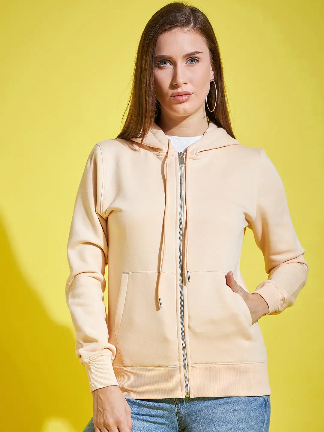 98 Degree North Women’s Peach Fleece Zipper Hoodie Sweatshirt – Chic Warm Layer for Women