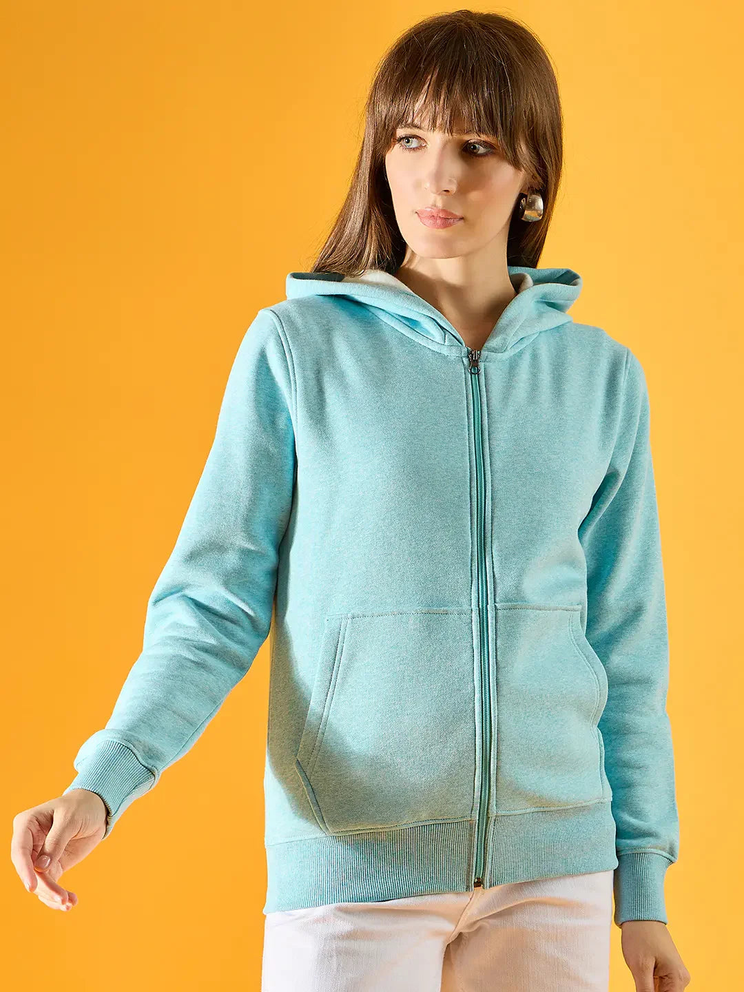 98 Degree North Women’s Turquoise Zipper Hoodie Sweatshirt – Vibrant Streetwear Layer