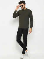 Man in black sunglasses wears 98degreenorth Men Polo Collar Full Sleeves With Pocket T-shirt - Olive and black pants.
