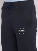 Close-up of 98degreenorth Men’s Navy Fleece Trackpants, warm joggers for gym & travel—perfect winter athleisure wear.