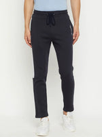 98degreenorth Men’s Navy Fleece Trackpants with Contrast Side Stripe – soft joggers styled for everyday winter wear.