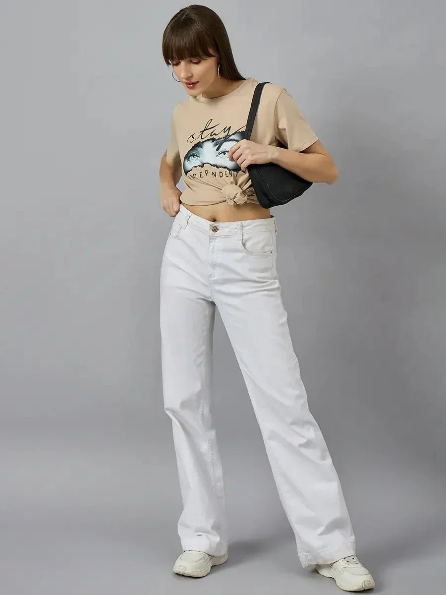 Regular Fit Women’s Cotton Typography T-shirt – Round Neck Design