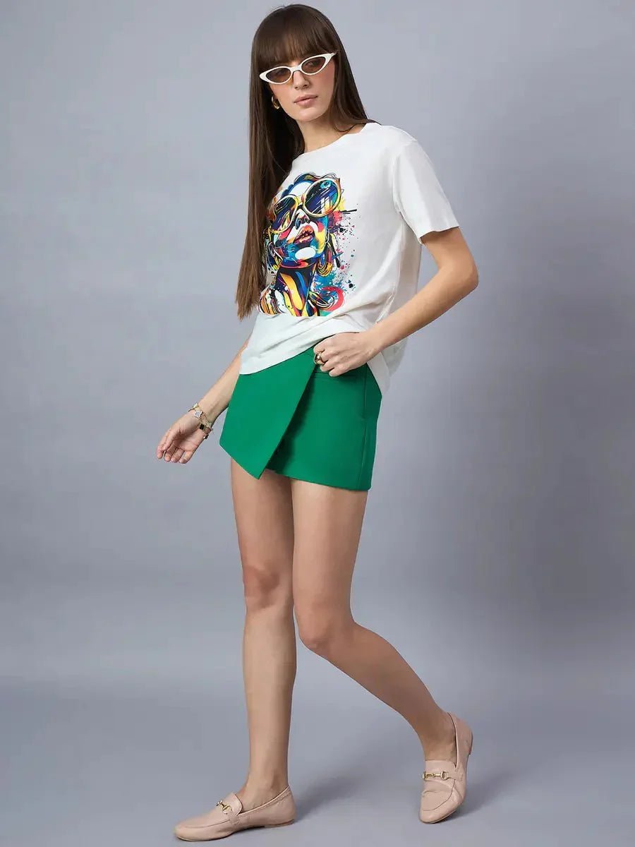 Round Neck Typography Cotton T-shirt – Women’s Trendy Streetwear