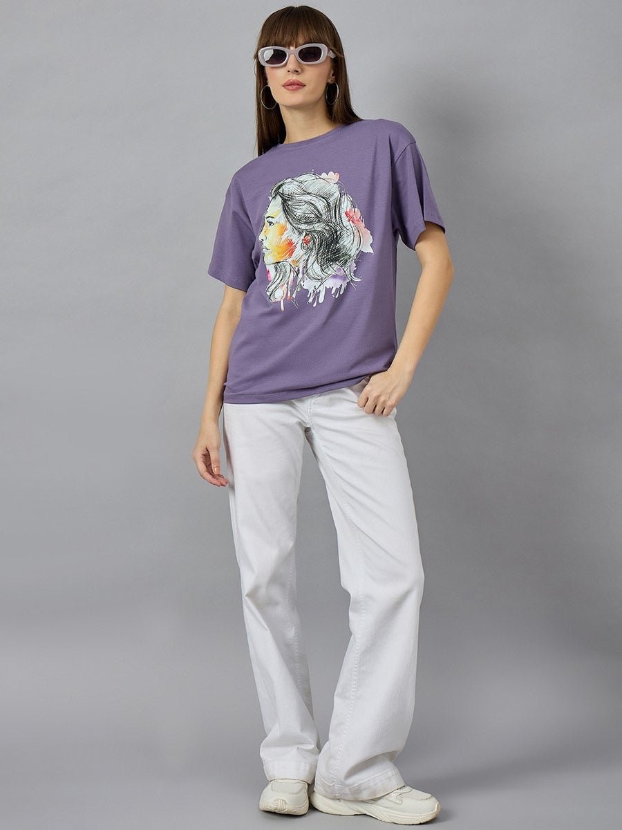 Typography Printed Unisex Cotton T-shirt – Drop Shoulder, Relaxed Fit